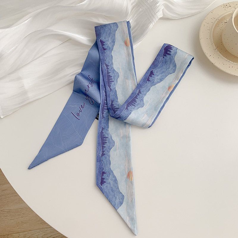 Khăn Quàng Cổ Thắt Nơ Lụa In Họa Tiết Nghệ Thuật Cổ Điển 160cm Trang Trí Tay Cầm Túi Xách