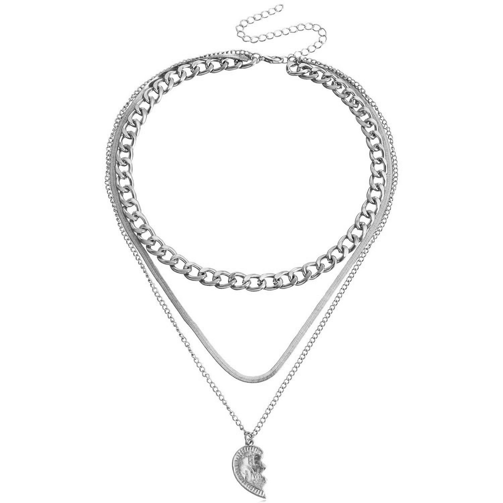 Vòng Cổ Choker Nhiều Lớp Mặt Trái Tim Thời Trang Cho Nữ