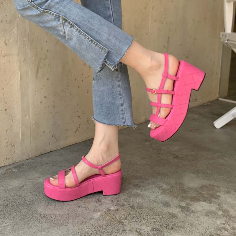 Sandal Đế Dày Cài Khóa Phong Cách Thời Trang Retro Pháp 2023 Dành Cho Nữ
