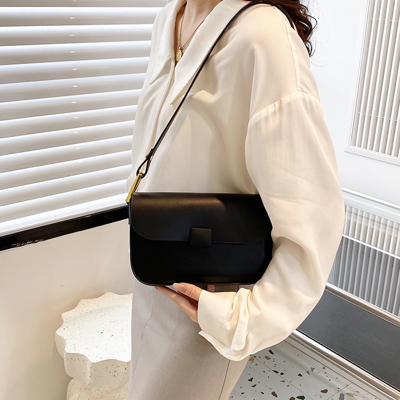 Túi đeo chéo IELGY màu trơn phong cách retro thời trang đơn giản dành cho nữ