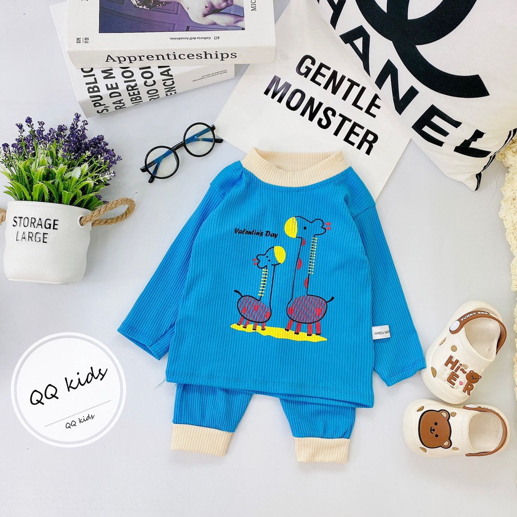 Bộ len tăm cho bé, bộ tăm lạnh dài tay thu đông cho bé trai bé gái đi học