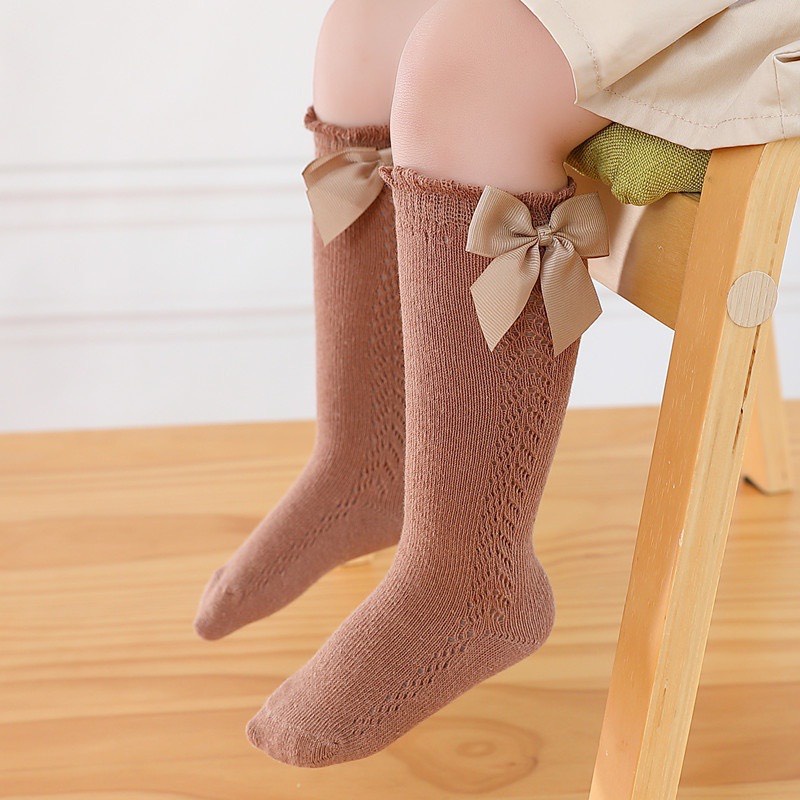 Tất vớ cho bé gái Tất lưới lửng gắn nơ xinh xắn hãng NEMO BABY có lỗ thông hơi thoáng khí chất liệu mềm mại