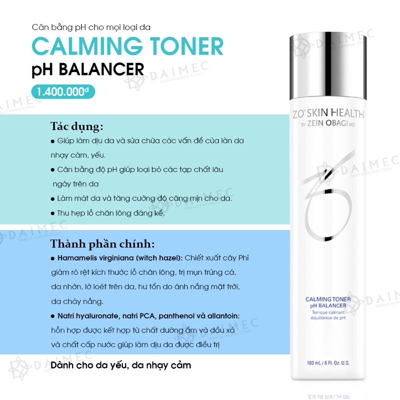 ⭐️ Nước hoa hồng Zo Skin Calming Toner PH Balancer 180ml