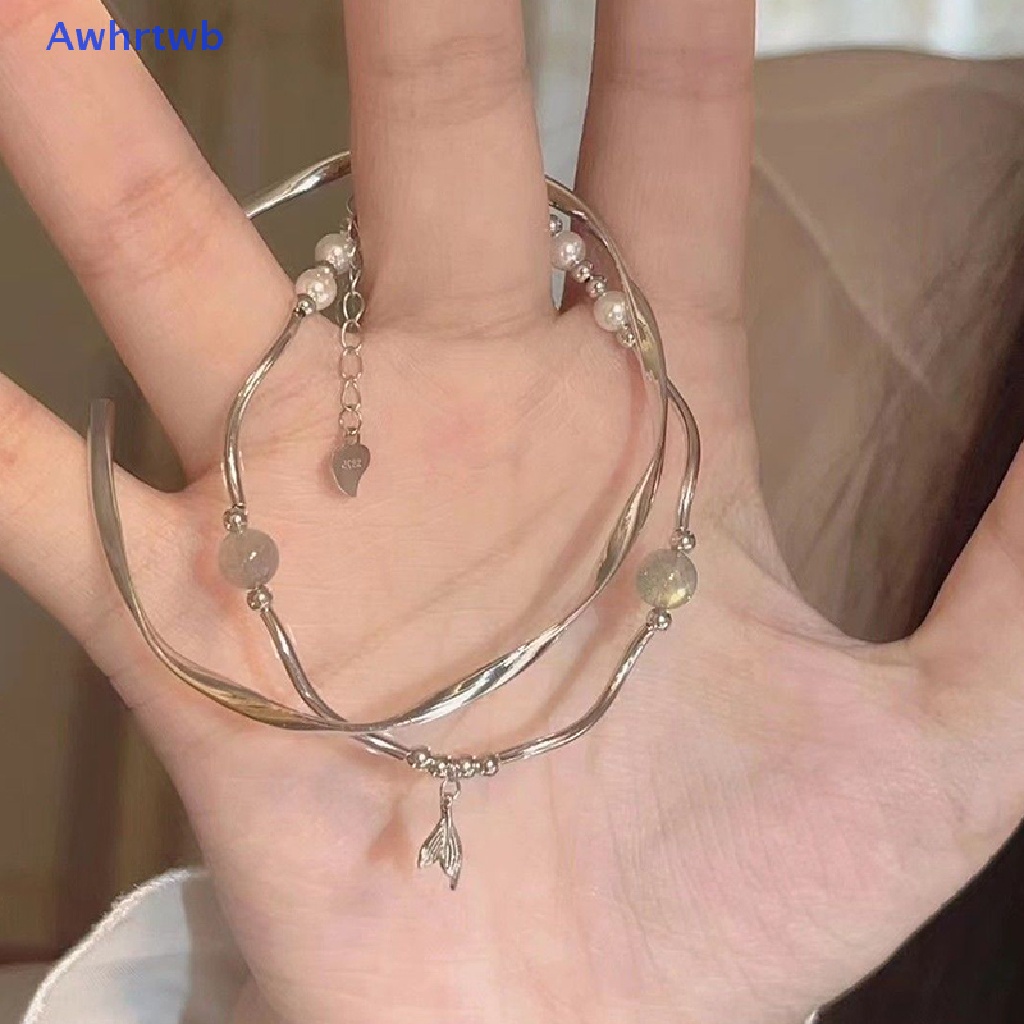 1 Bộ Vòng Tay Dạng Hở Mặt Hình Đuôi Cá Đơn Giản Thanh Lịch Có Thể Điều Chỉnh Cho Nữ Mới