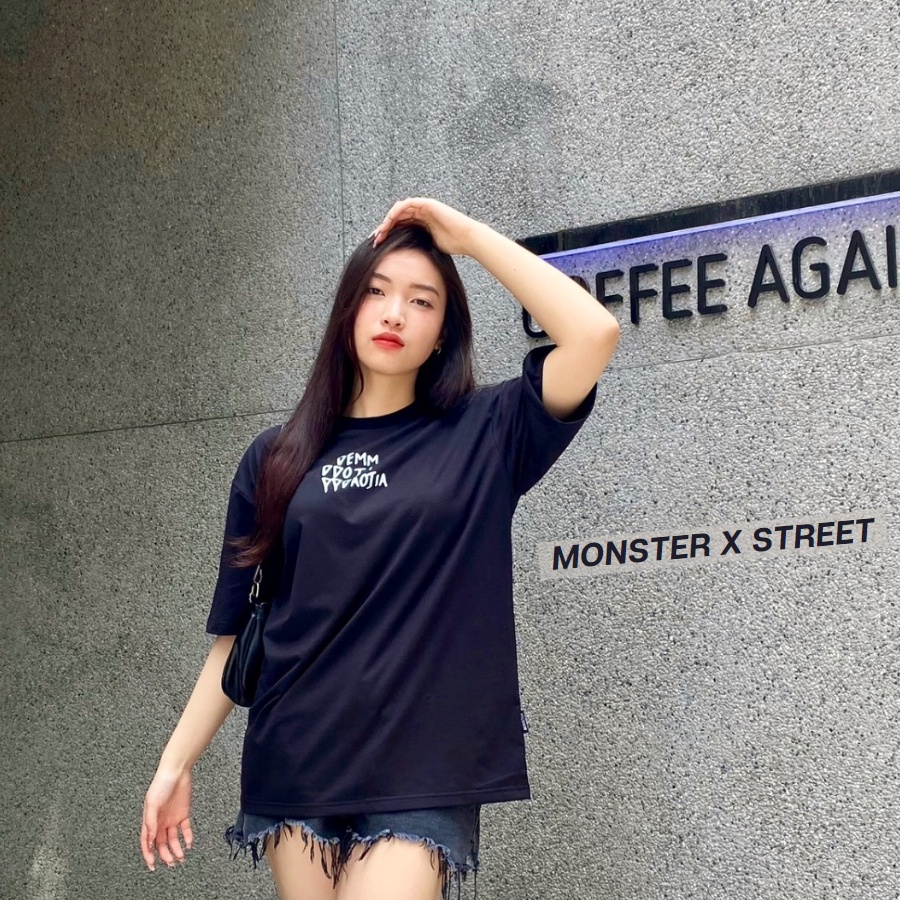 Áo thun unisex MONSTER X STREET Mèo Demm phông tay lỡ nam nữ form rộng Local Brand