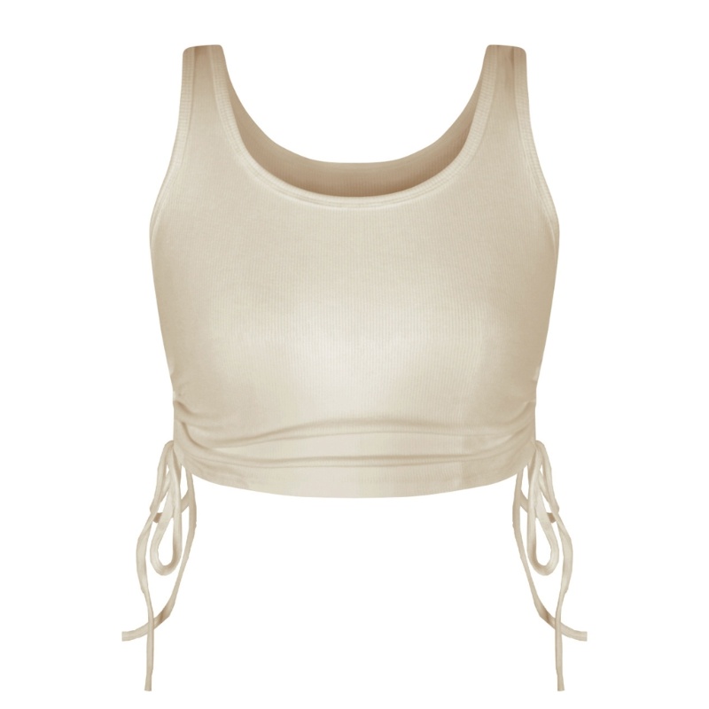 Áo Crop Top Không Tay Có Gân Và Dây Rút Ở Cổ ONERI Dành Cho Nữ