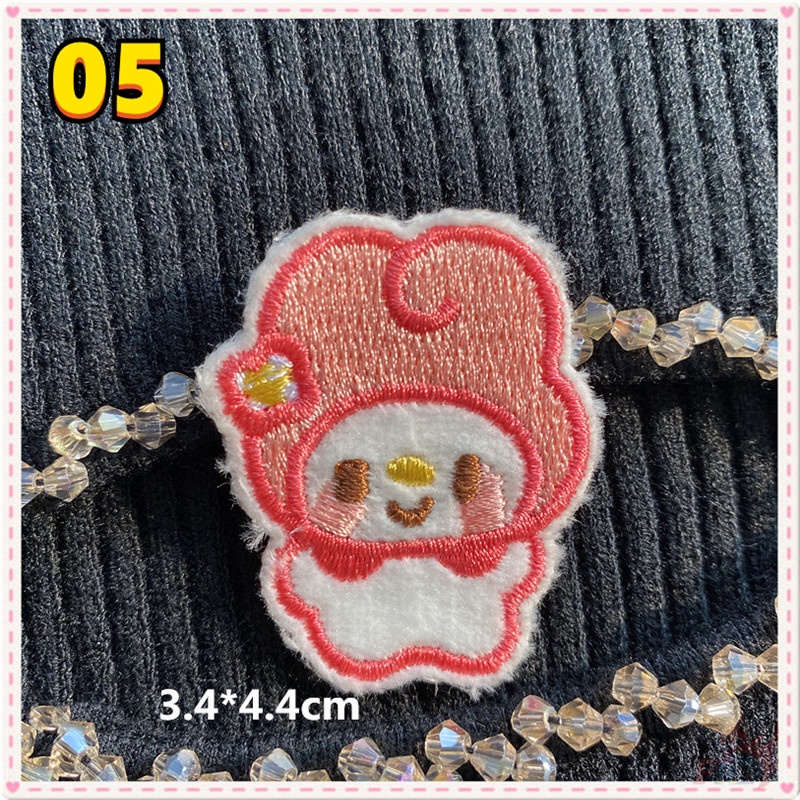♥ Cinnamoroll / melody / kuromi / hello kitty / pochacco - Miếng Dán Tự Dính Nhồi Bông ♥ 1 Miếng Dán Ủi Lên Quần Áo / Túi Xách Thêu Họa Tiết Hoạt Hình Dễ Thương diy