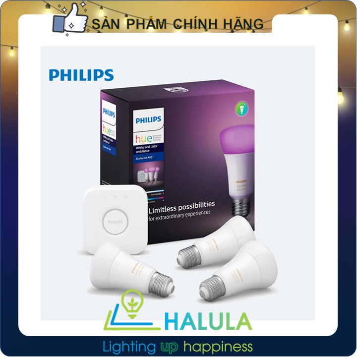 Bộ 3 Bóng Đèn Thông Minh Philips HUE White Color Ambiance 9W A60 E27 VN
