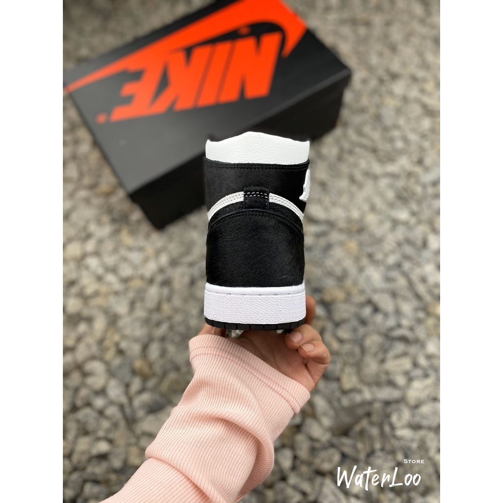Giày Thể Thao Sneaker Air Jordan 1 Panda Da Lộn Cổ Cao Waterloo Shop