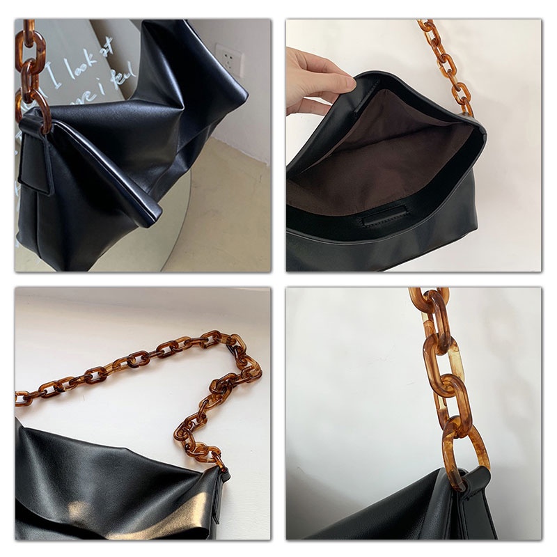 Mischa Túi Đeo Vai Bằng Da PU acrylic Sức Chứa Lớn Thời Trang Đi Làm