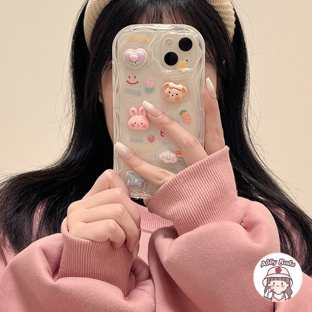 Ốp Điện Thoại TPU Mềm Chống Bụi Hình Thỏ Cầu Vồng 3D Cho IPhone 14 Pro Max 13 12 11 Pro Max