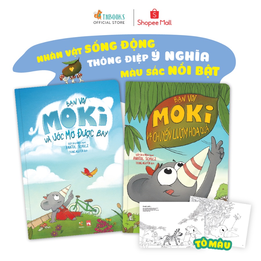 Sách Kỹ Năng - Bạn Voi Moki - Tương tác cho bé (Kích thước 21x30cm)