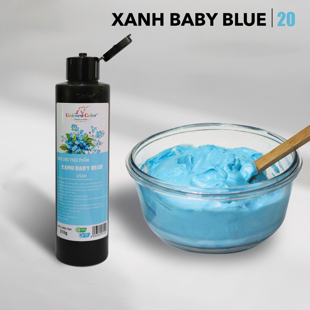 Màu Thực Phẩm Xanh Baby Blue Unicorn Không Đắng 210gr A20