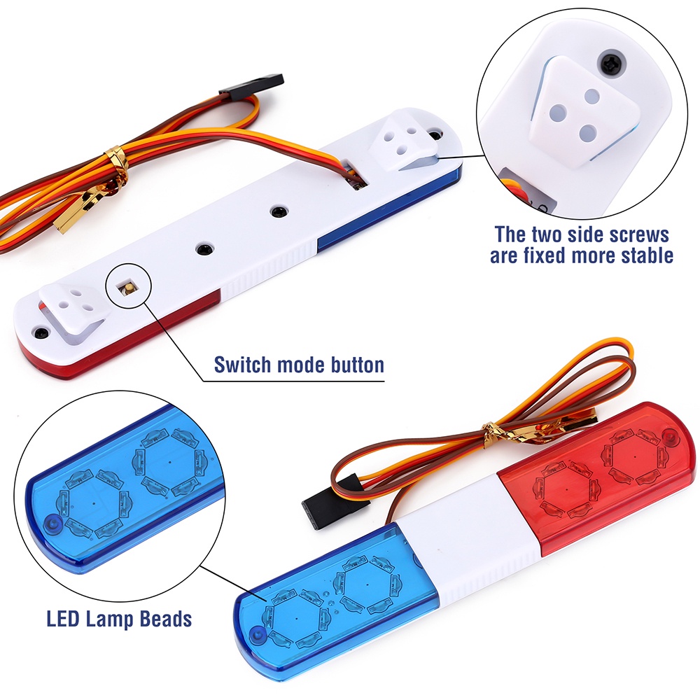 Đèn LED Báo Động Đa Năng Cho Xe Cảnh Sát Điều Khiển Từ Xa 1 / 10 1 / 8 HSP Kyosho Traxxas