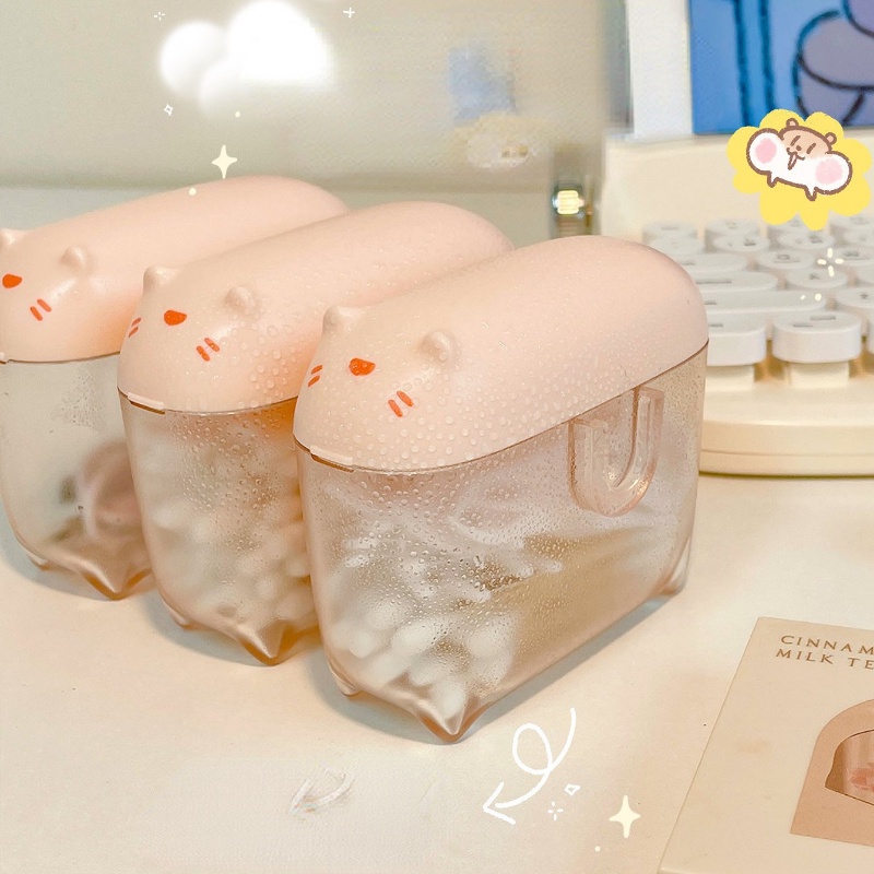 Hộp Đựng Dây Cáp Dữ Liệu / Tai Nghe Hình Mèo Dễ Thương Chống Bụi Tiết Kiệm Không Gian