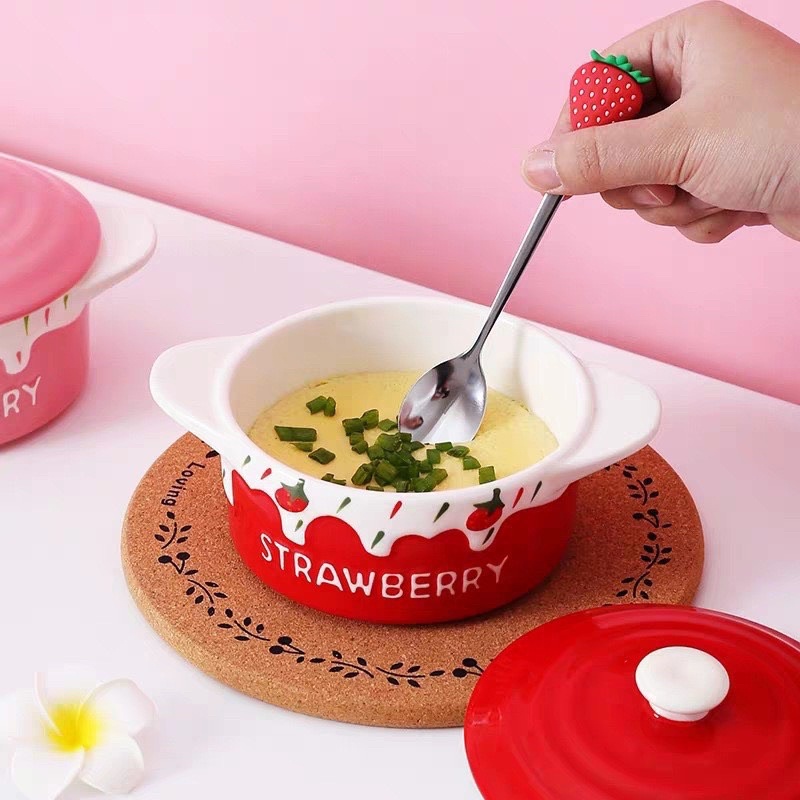 Set bộ bát đĩa Strawberry hình dâu gốm sứ cao cấp