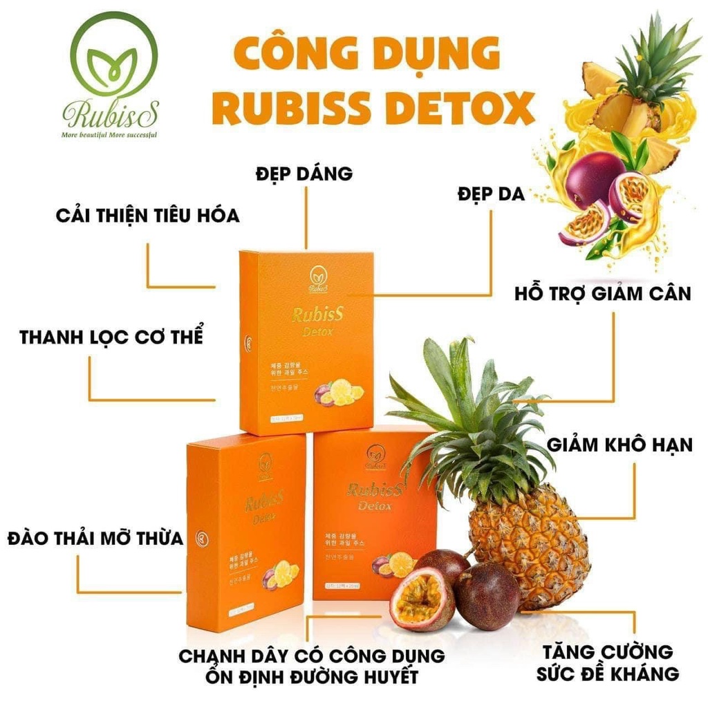 Giảm cân Rubiss Detox Hộp 12 Gói Chính Hãng