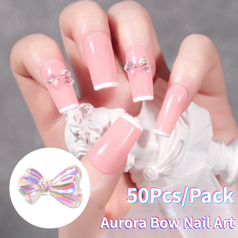 Bộ 50 Phụ Kiện Đính Trang Trí Móng Tay 3D DIY Xinh Xắn