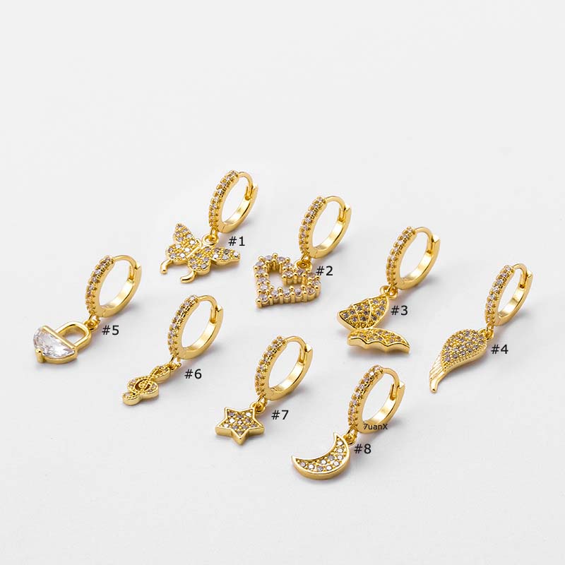 1 Khuyên Tai Tròn 9Mm Đính Đá Zircon Thời Trang