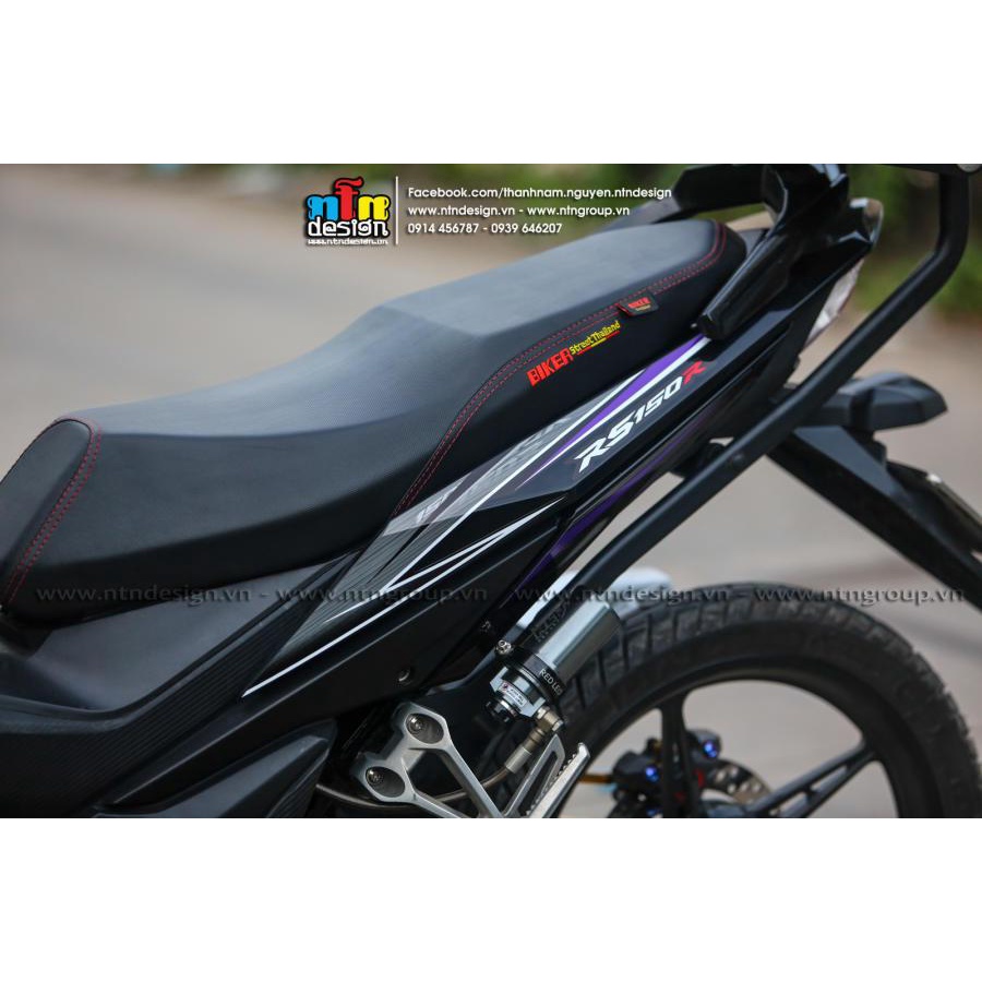 Tem rời Winner V1 mẫu RS 150 tím dán xe đen - mẫu mới 2023