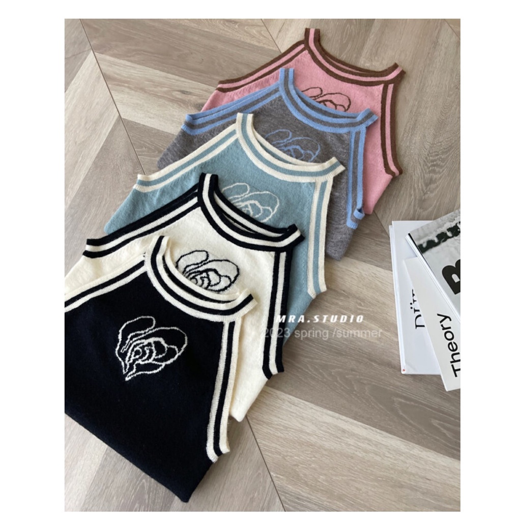 áo croptop trễ vai tay lỡ dệt kim hoạ tiết hoa hồng thêu thiết kế hợp thời trang