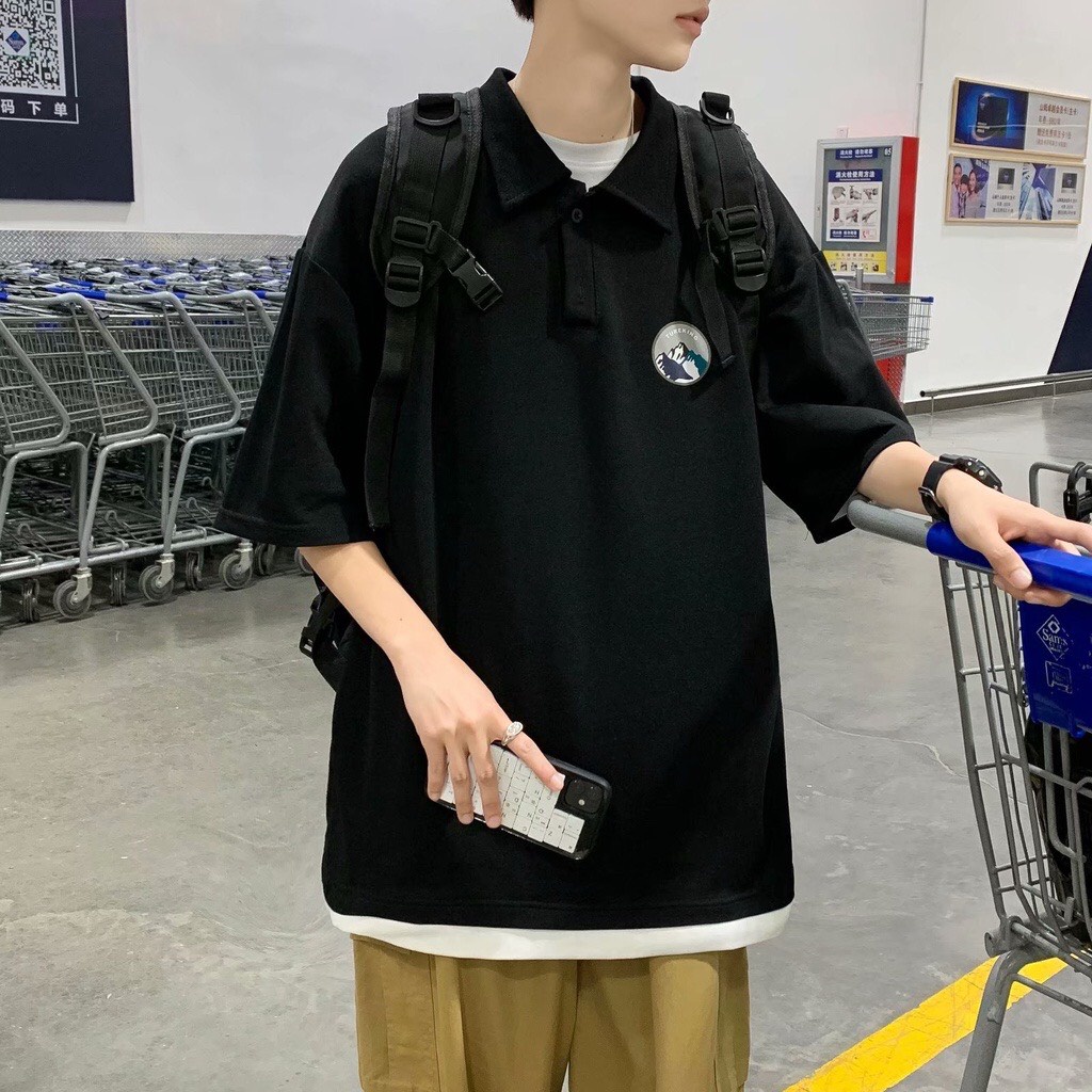 Áo polo nam nữ in họa tiết, áo polo form rộng oversize unisex phong cách trẻ trung