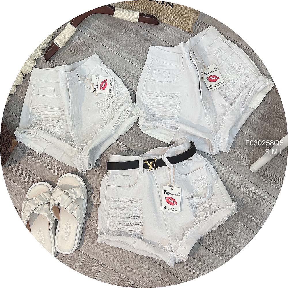 Quần jean short kiểu rách lưng cao hàng đẹp!