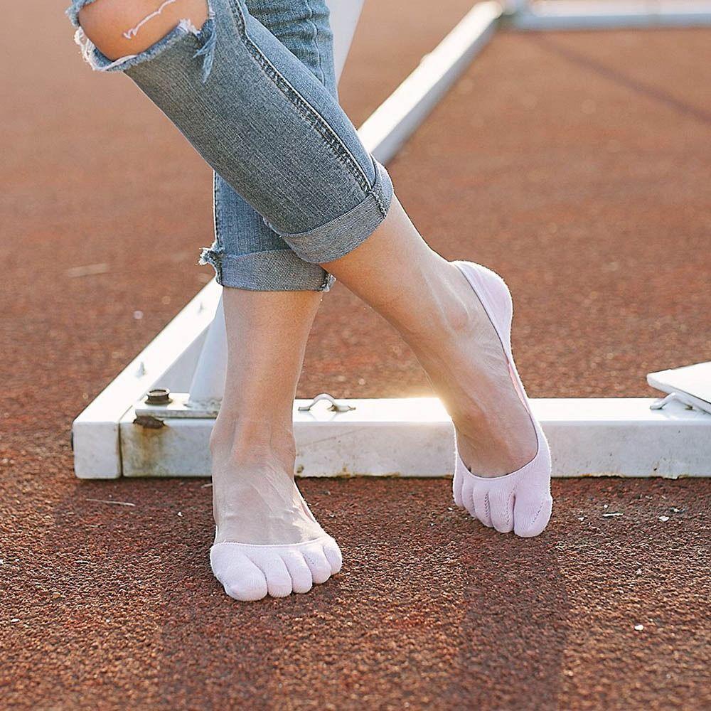 LOMBARD Vớ Thuyền Năm Ngón Mềm Mại Thoáng Khí Màu Trơn Dễ Thương Thời Trang Xuân Thu Cho Nữ