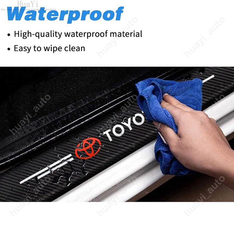 Sticker Bằng Da Sợi Carbon Chống Trầy Cho Cửa Xe Hơi Toyota Rush G2 J200 F700 G3F 800 F850