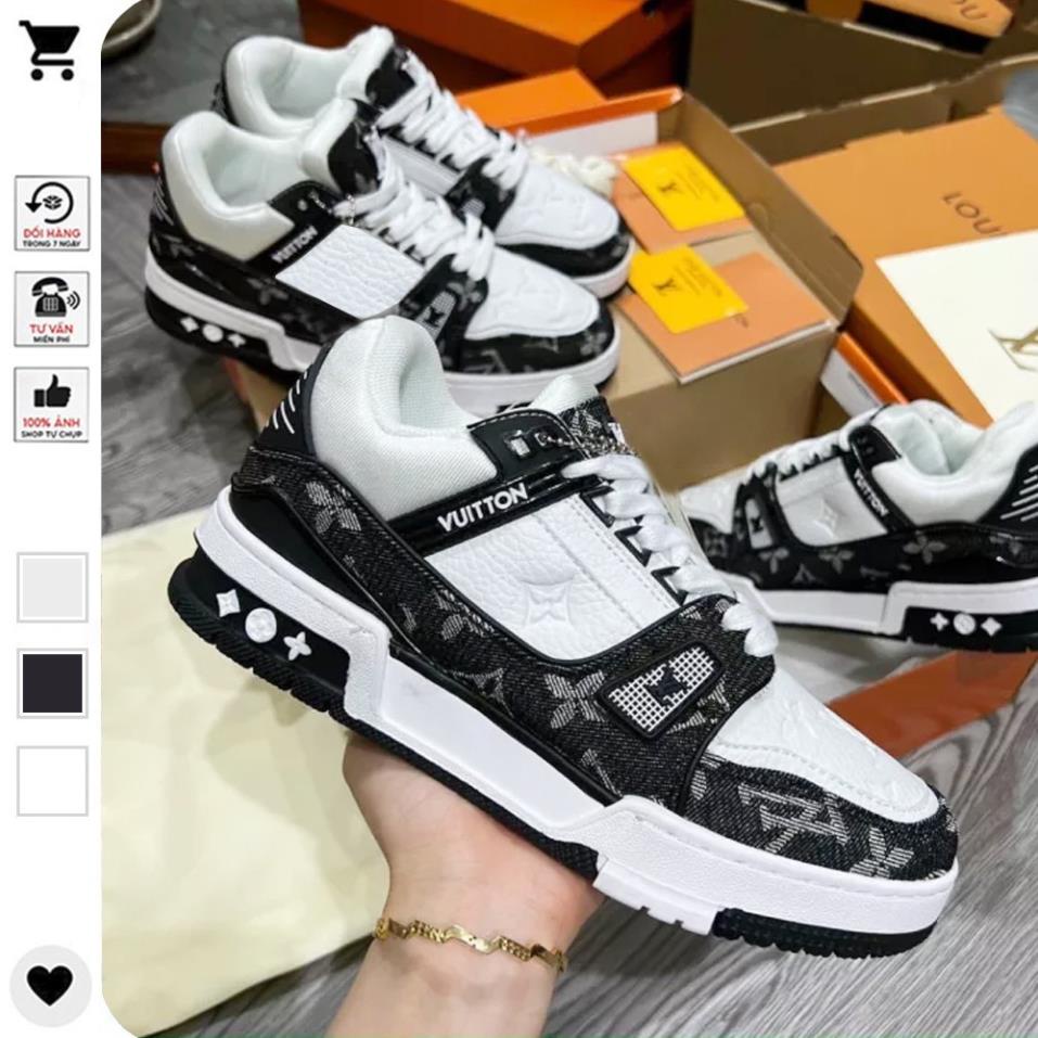Giày LV Louis Vuitton Trainer Black White, Giày LV Nam Nữ Mẫu Mới Hot Hit 2 Phiên Bản Màu Sắc Hàng Cao Cấp