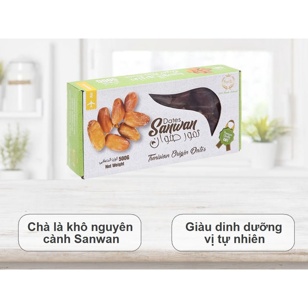 Hàng Air Loại 1 - Chà Là Sấy Dẻo Nguyên Cành Dates Sanwan Tunisia Đẹp Da, Tốt Cho Bà Bầu 500g