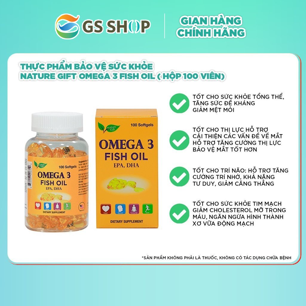 Thực phẩm bảo vệ sức khỏe Nature Gift OMEGA 3 Fish Oil ( Hộp 100 viên)