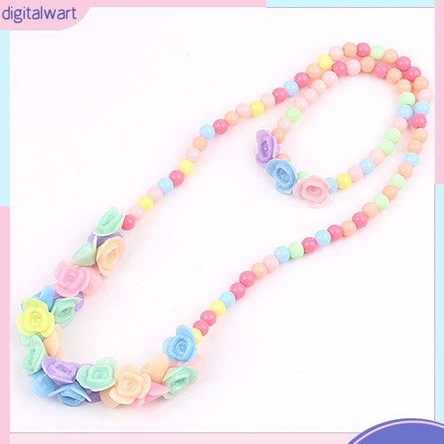 Bộ Trang Sức Vòng Cổ / Vòng Tay Chuỗi Hạt / Hoa Nhiều Màu 2 Trong 1 Thời Trang Dự Tiệc Cho Bé Gái