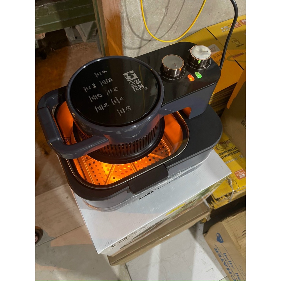 Nồi chiên không dầu CAMEL 12L có nắp kính sẵn 2 màu Ghi và Trắng sản phẩm được BH 12 tháng