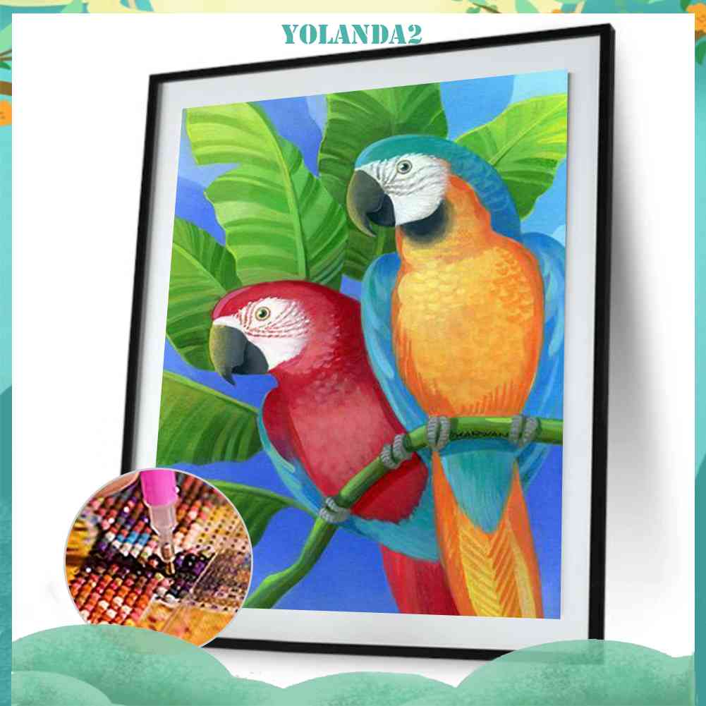 Tranh Đính Đá Kim Cương Toàn Bộ 5D DIY Hình Hai Chú Vẹt