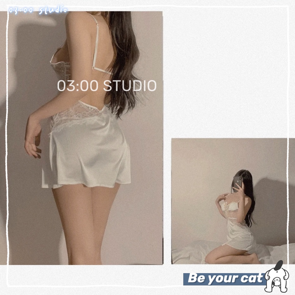 （Giao hàng bảo mật）Dưới 160cm😚có mút😚Váy/đồ ngủ sexy😚2 dây lưới hở lưng siêu đẹp lụa xuyên thấu phối--039 | BigBuy360 - bigbuy360.vn