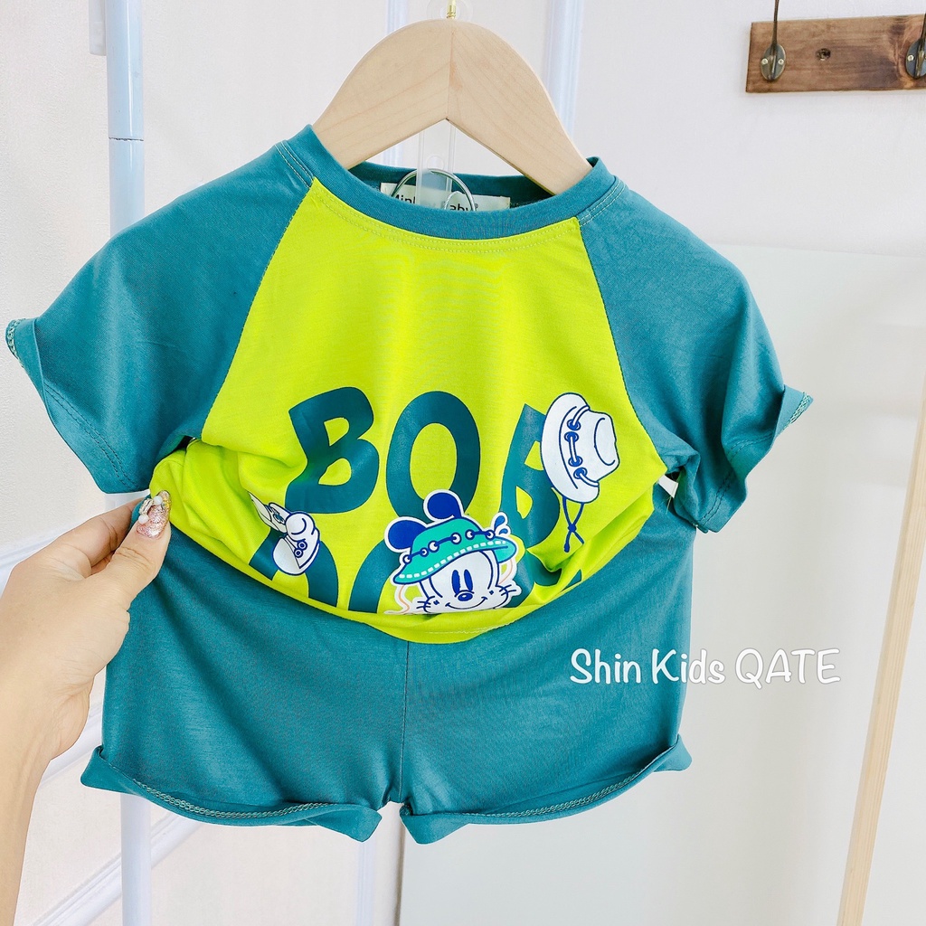 Full Size  Bộ Cộc Tay Thun Lạnh Minkey BaBy Ráp Lăng In Hình Cá Mập Dễ Thương Dành Cho Bé