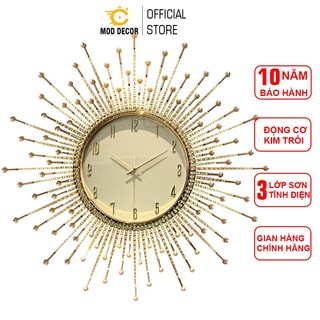 Đồng hồ treo tường kim trôi cao cấp tia mặt trời đính ngọc mod decor 21004 & 21001