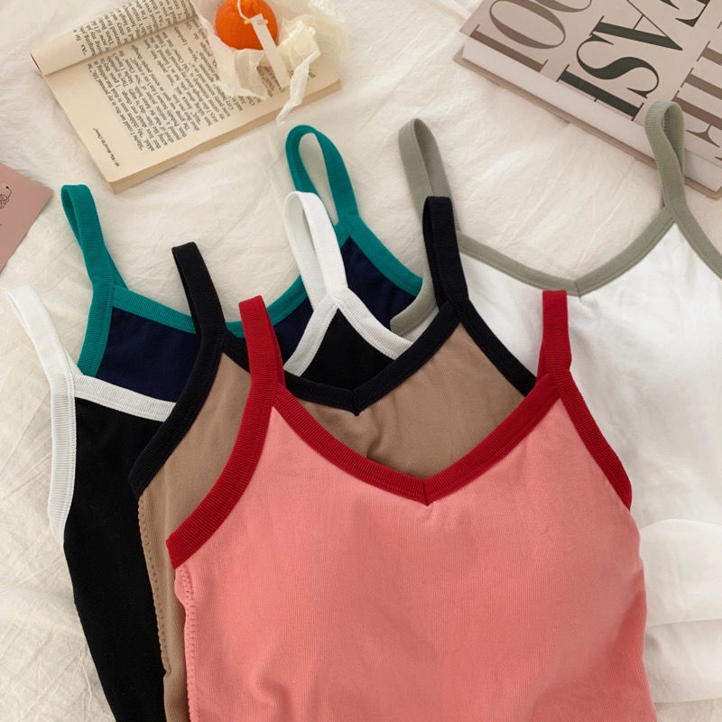 Áo Hai Dây Có Mút Đệm Ngực Thời Trang Trẻ Trung Cho Nữ