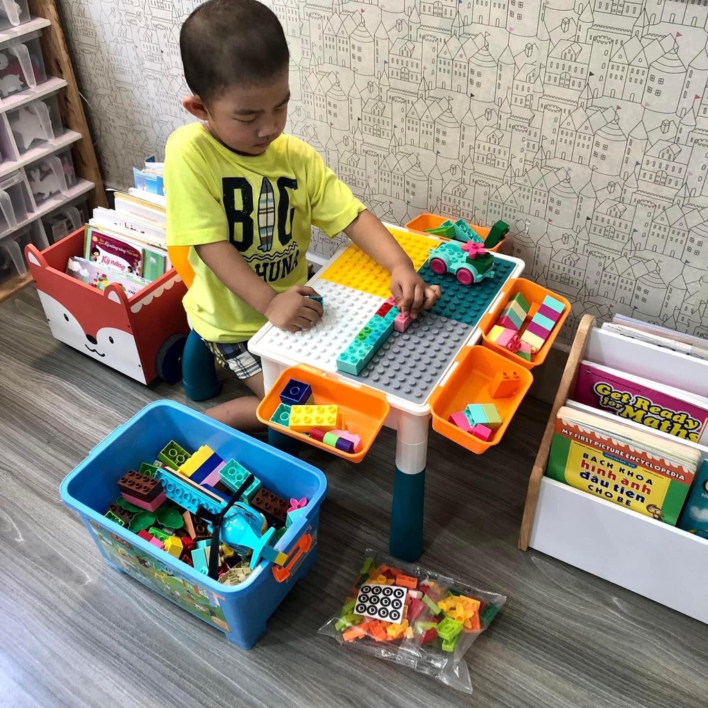 Bộ Bàn Ghế lego xếp hình lego cho bé loại to, Đồ chơi cho bé đa năng, bộ xếp hình 340 và 610 chi tiết