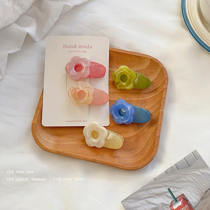 Kẹp Tóc Cài Tóc Nhựa Bông Hoa Màu Pastel Xinh Xắn Dễ Thương