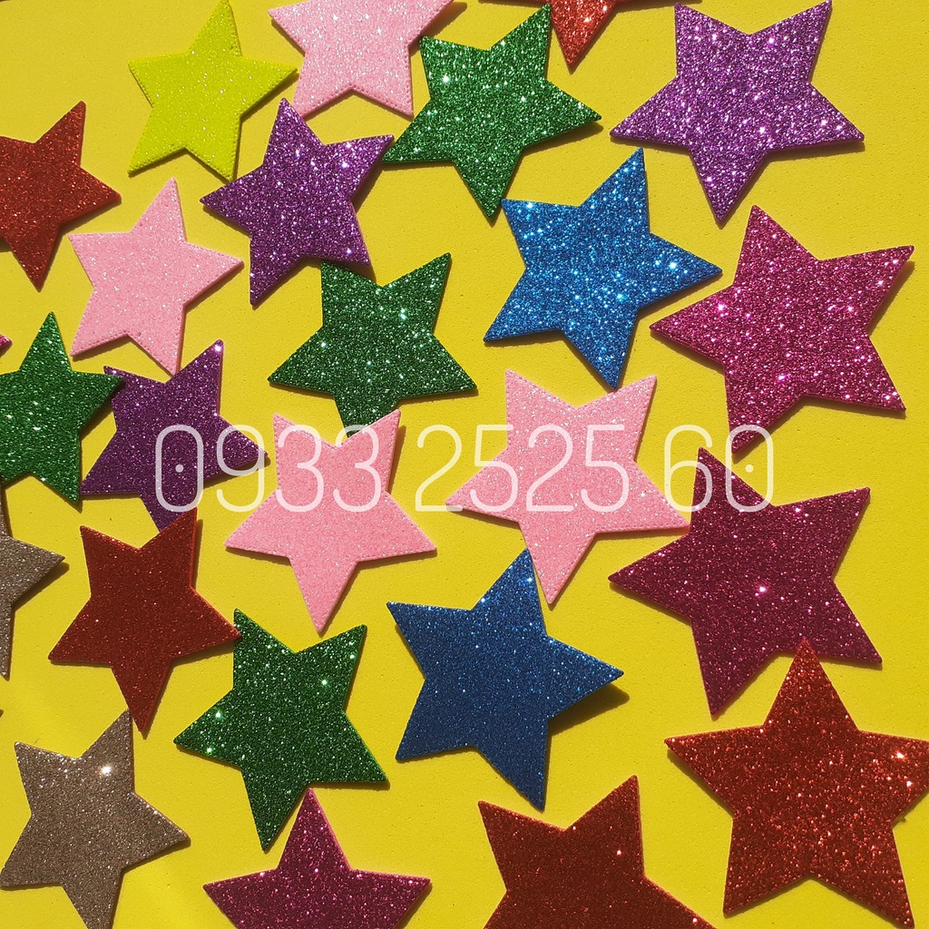 80-30-20-15 hình ngôi sao kim tuyến/ ngôi sao nhũ - nhiều size _ Hình trang trí_xốp mầm non_dụng cụ mầm non.