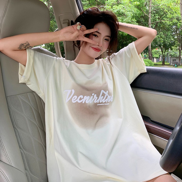 IELGY  Áo Thun Tay Ngắn In Họa Tiết Xốp Phong Cách Hàn Quốc Thời Trang Cho Nữ