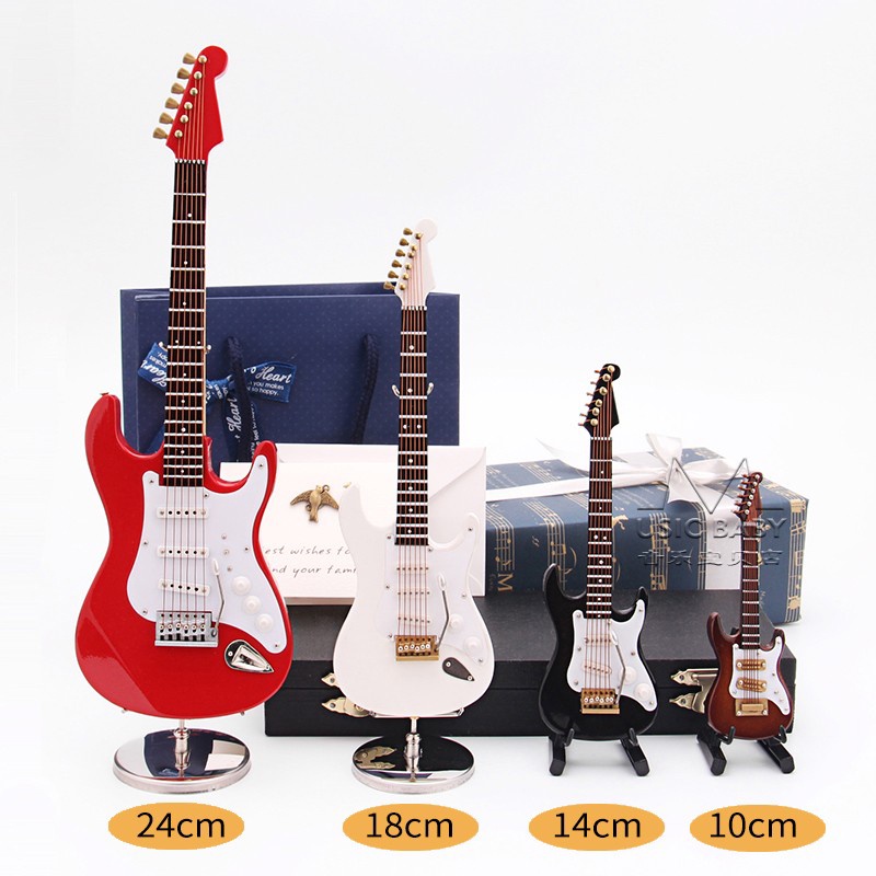 Mô Hình Đàn Guitar Điện Mini Bằng Gỗ Dùng Trang Trí Phòng Khách / Phòng Ngủ