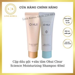 Cặp dầu gội +sữa tắm Ohui Clear Science Moisturizing Shampoo 40ml