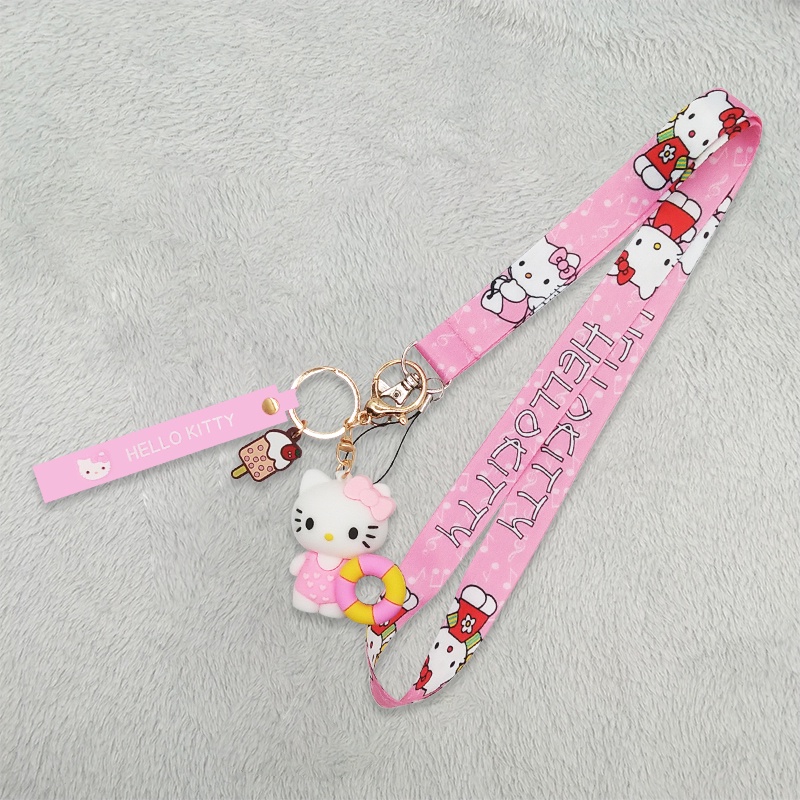 Dây Đeo Cổ Chống Rơi Gắn Điện Thoại / Chìa Khóa / Thẻ ID Hình Hello Kitty 3D