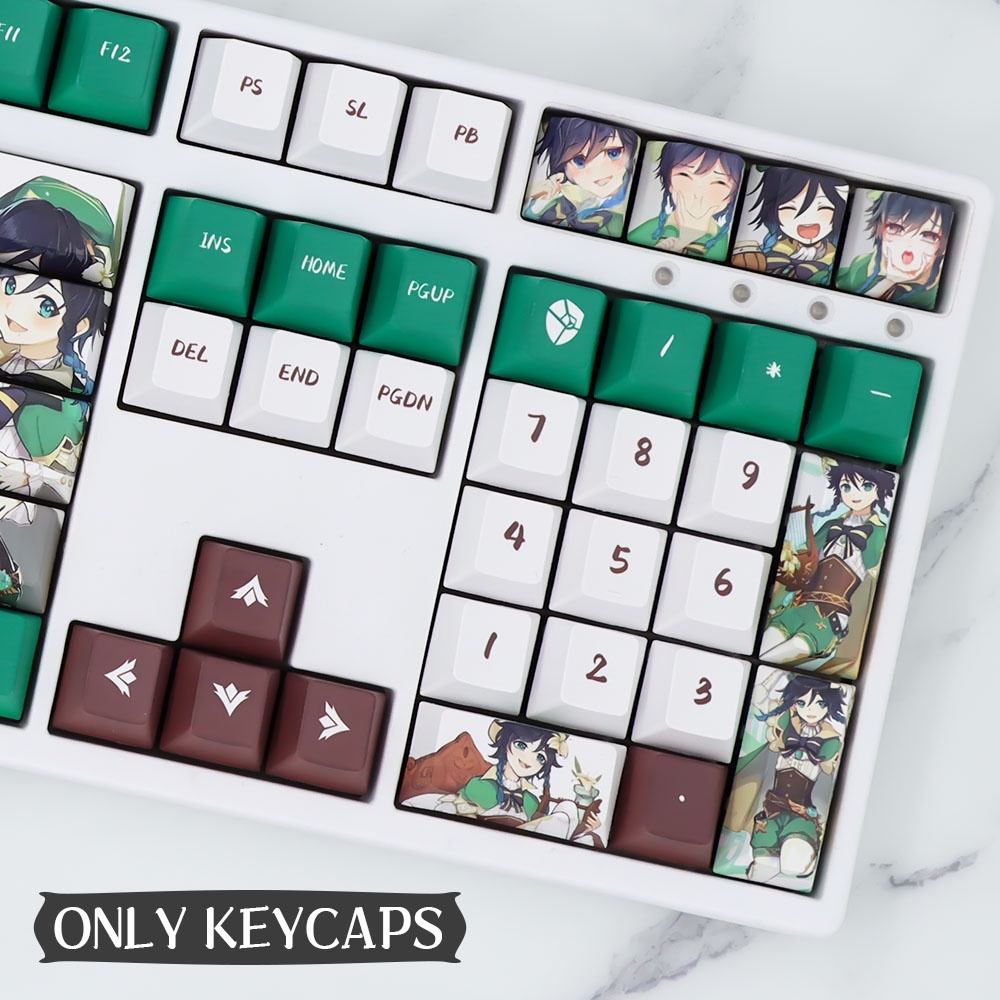 Genshin Impact Venti Keycaps 136 Keys Cherry Profile PBT Sublimation Nút Bàn Phím 136 Phím Bằng PBT Cho MX Swith