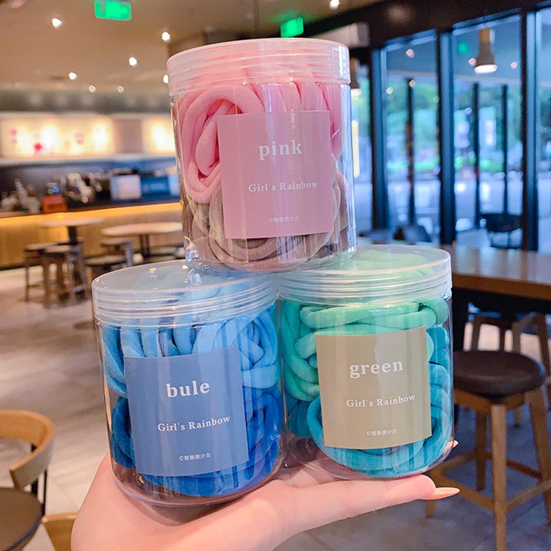 Dây Buộc Tóc Cao Su Nylon Độ Co Giãn Cao Không Đường May Phong Cách Hàn Quốc Kèm Hộp Đựng Dành Cho Bạn Nữ