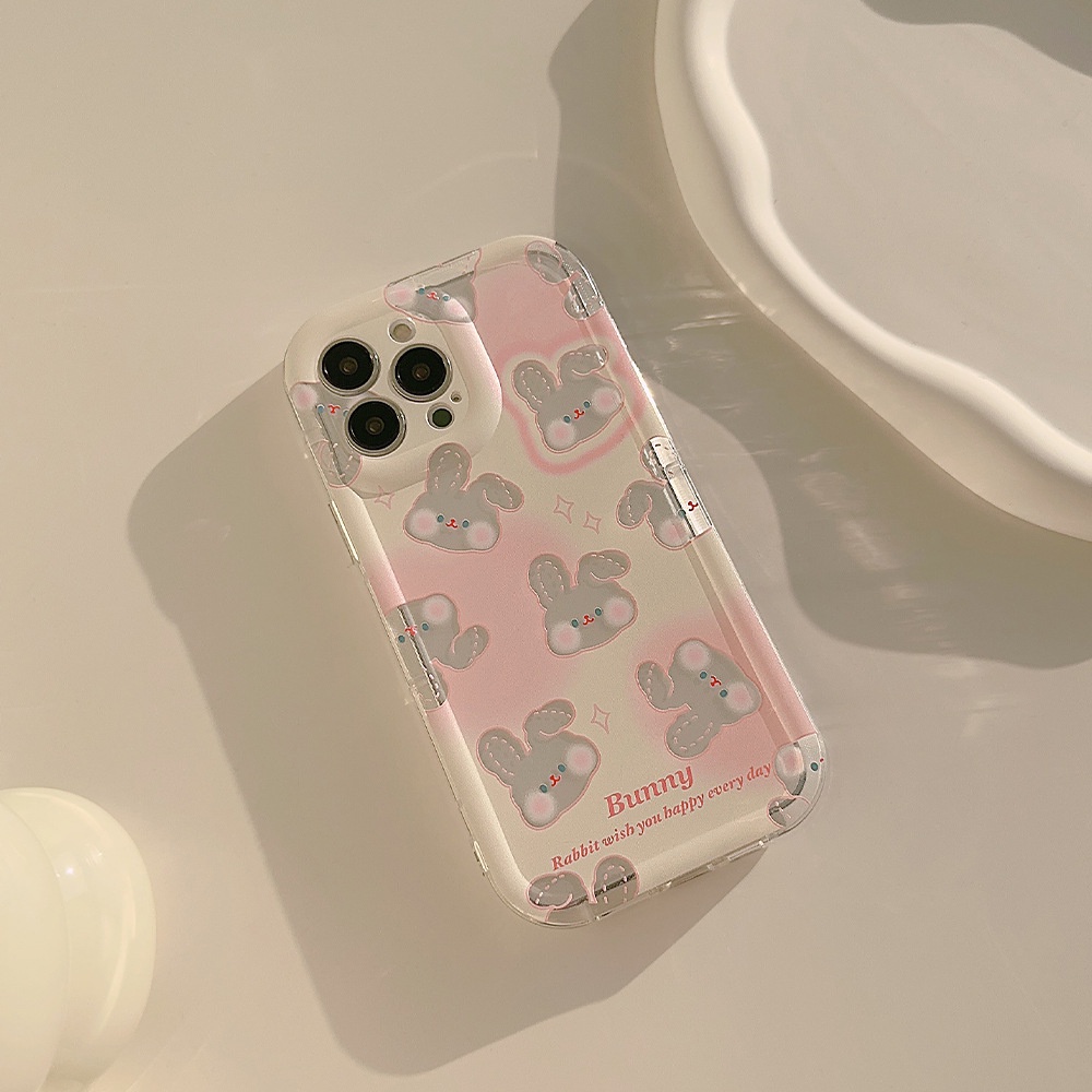 Ốp điện thoại dẻo màu laser họa tiết hoạt hình thỏ hồng dễ thương thích hợp cho Iphone 11 12 13 14 PLUS PRO MAX