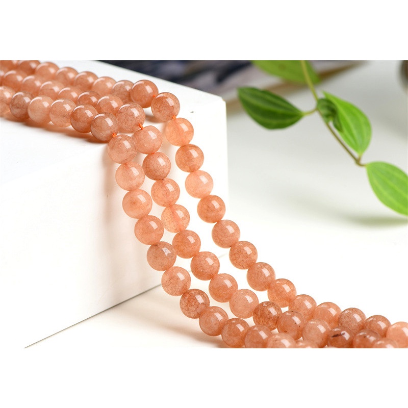 █diy●Chuỗi Hạt Đá Chalcedony Tròn Màu Cam Ánh Trăng Chalcedony Dùng Làm Trang Sức